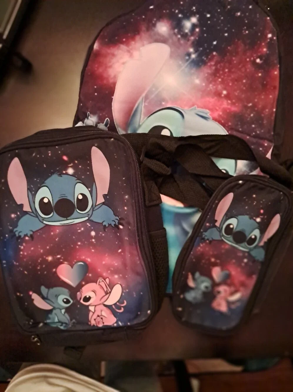 Kids Stitch Galaxy Backpack Set - Pink & Blue